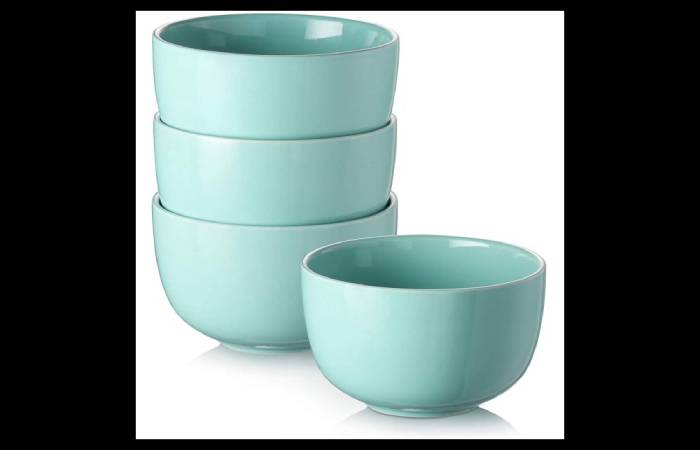 DOWAN Deep Soup Bowls, 30 Ounces Cereal Bowl for Oatmeal, Ceramic Ramen Bowls for Noodle, Bowls Set 4 for Kitchen, Turquoise