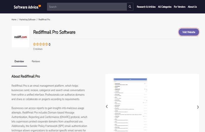 softwareadvice.com – Rediffmail Pro